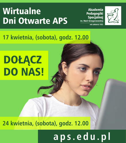 Wirtualne Dni Otwarte APS, 17, 24 kwietnia, godzina 12:00