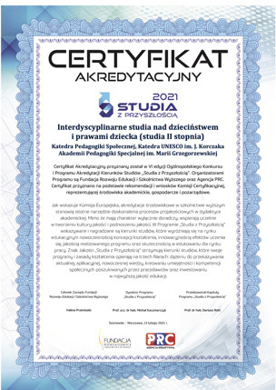 Certyfikat Studia z przyszłością