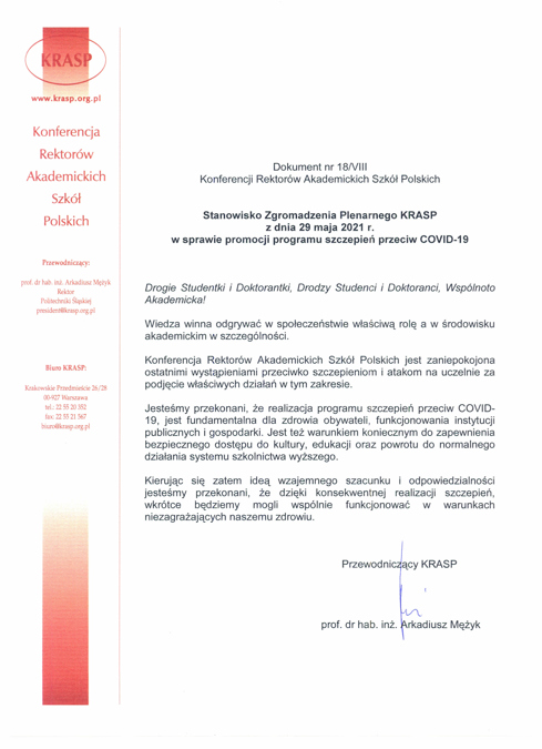 Stanowisko KRASP w sprawie szczepień