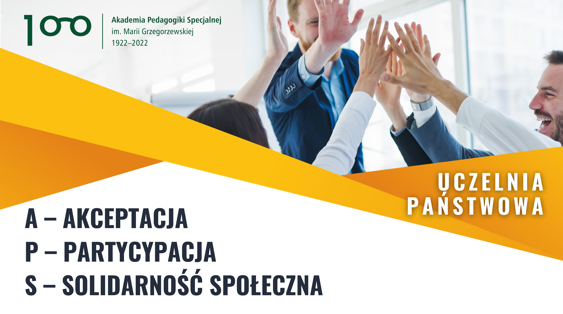 Grafika APS: A - Akceptacja, P - Partycypacja, S - Solidarność społeczna