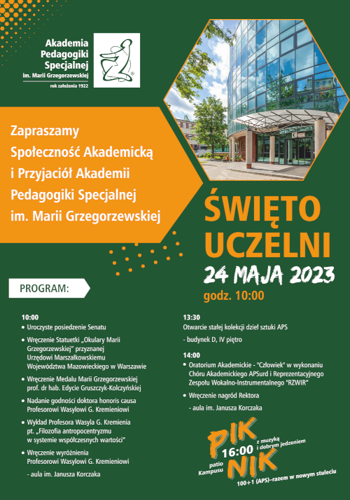 Plakat informujący o Święcie Uczelni 24 maja