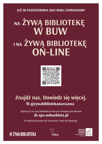 Plakat Żywa Biblioteka Online APS