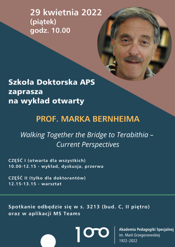 Plakat wykładu prof. Marka Bernheima