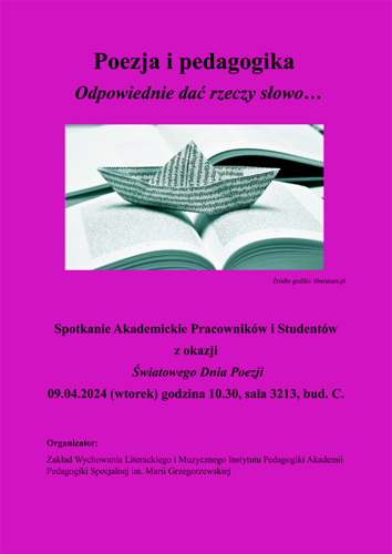 Poezja i pedagogika - spotkanie z okazji Dnia Poezji