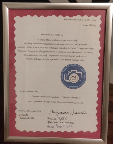 gratulacje dla Prof. J. Bałachowicz