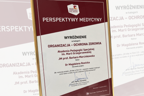 Wyróżnienie za projekt "Brzdąc w sieci 2.0"