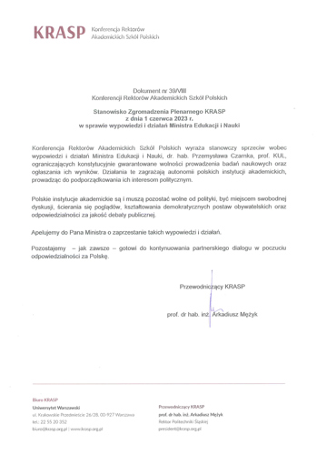 Apel KRASP z dnia 1 czerwca 2023