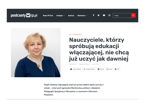 Widok strony Rzeczpospolitej ze zdjęciem dr Agnieszki Olechowskiej