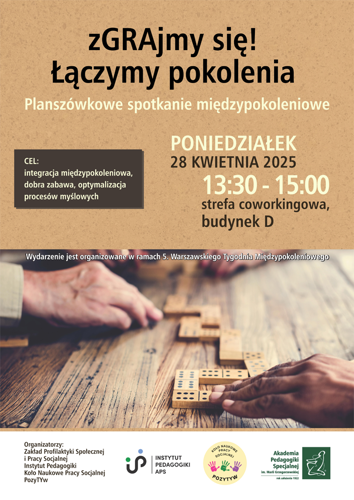 Plakat zapraszający na planszówki w APS