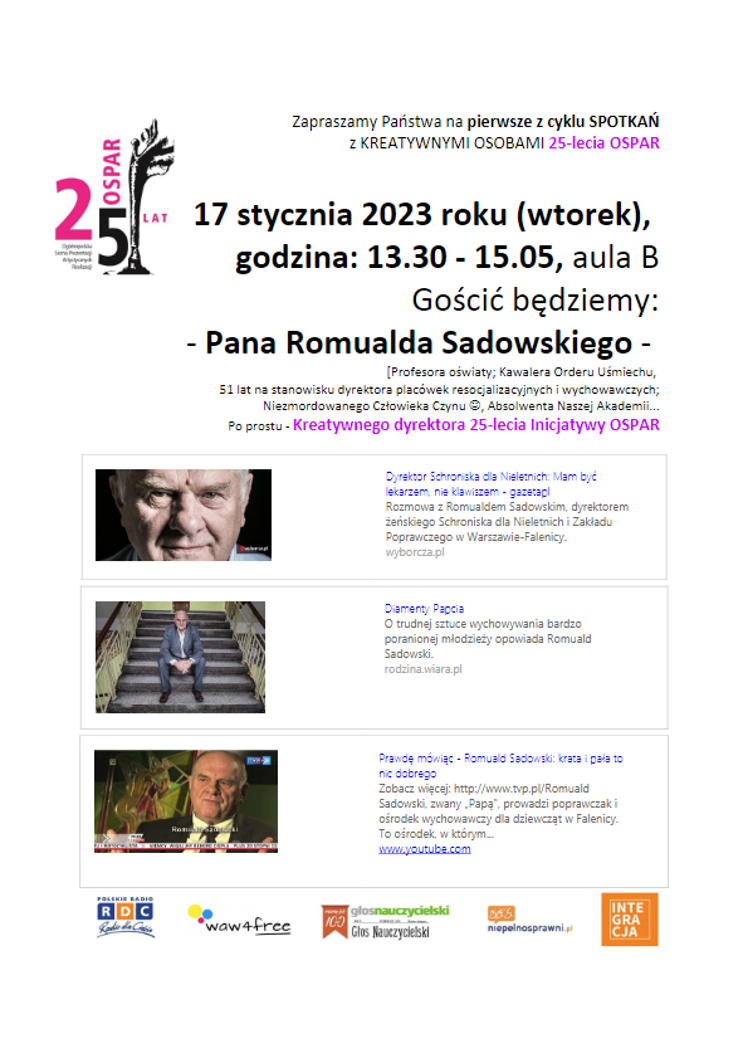 plakat spotkanie z kreatywnymi OSPAR