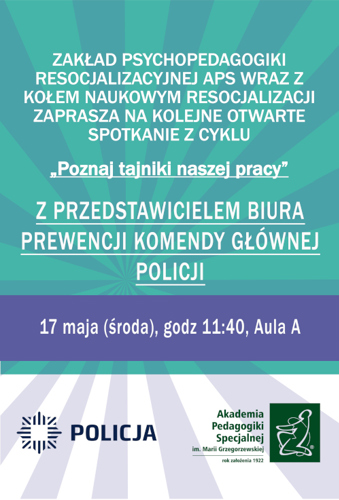 plakat informujący o spotkaniu "Poznaj tajniki naszej pracy"