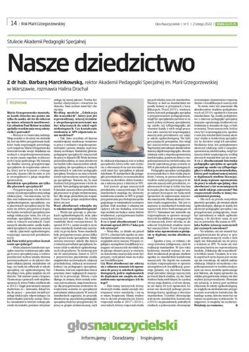 Strona z artykułem "Nasze dziedzictwo"