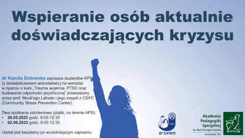 Plakat informujący o szkoleniu dla wolontariuszy APS