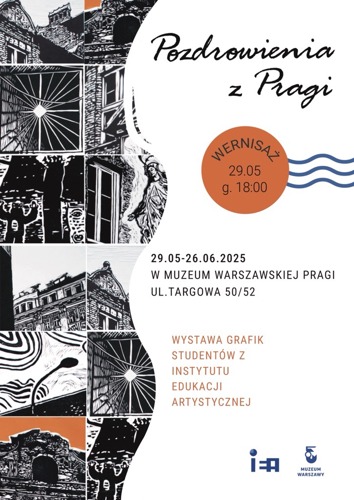 Plakat wernisażu Pozdrowienia z Pragi