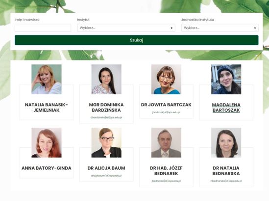 Podstrona zespołu naukowo-dydaktycznego