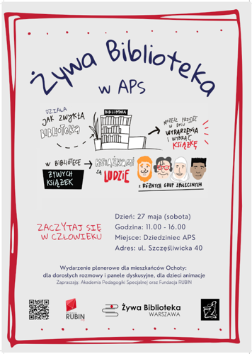 plakat informujący o Żywej Bibliotece