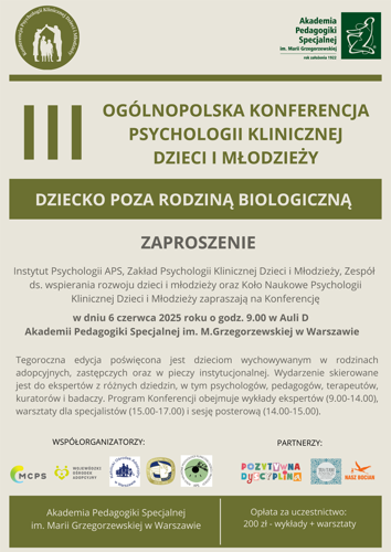 Zaproszenie na konferencję Dziecko poza rodziną biologiczną