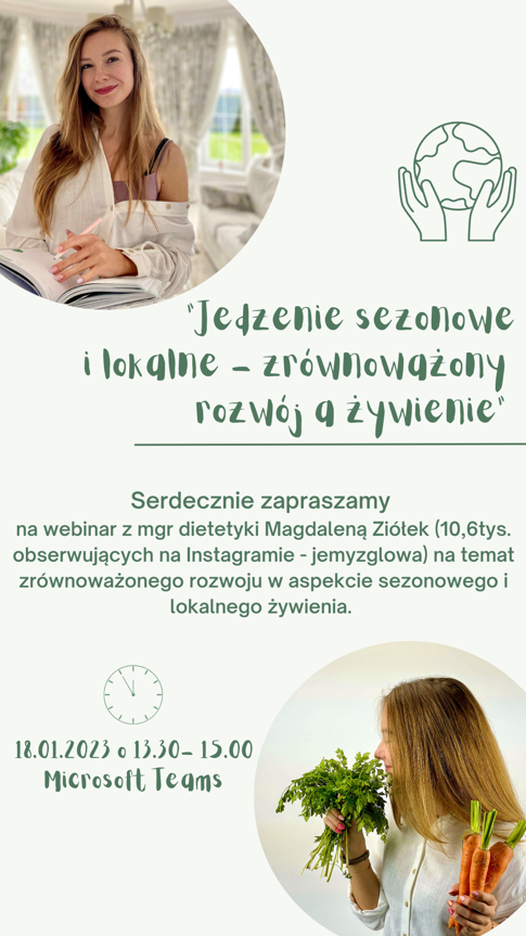plakat webinar z dietetyczką Magdaleną Ziółek